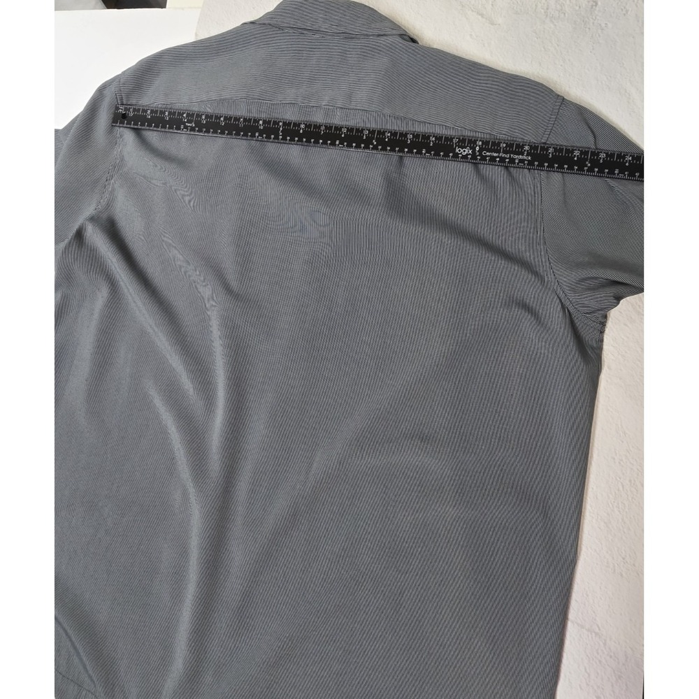 Breakwater Mens Shirt Pin Stripes Large Gray & Black Short Sleeve Rayon Button - Picture 16 of 16